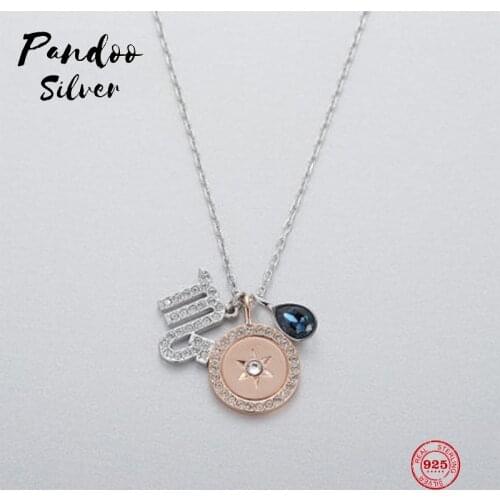 Fashion Charm 925 Sterling Silver Original 1:1 Copy, Twelve Constellations Smart Scorpio Necklace Women Luxury Jewelry Gifts