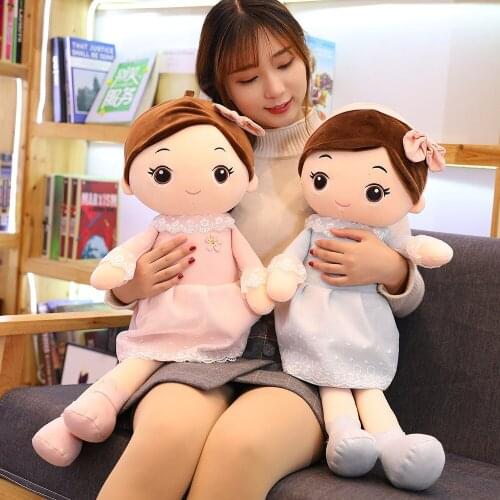 40-90cm Cute Beautiful Girls with Lace Skirt Plush Toys Stuffed Lovely Dolls Soft Pillow for Kids Birthday Girls Valentine Gifts
