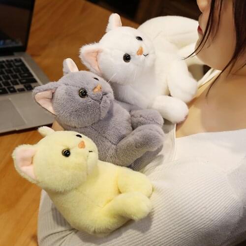 Grey&White&Yellow Color Cat Simulation Pillow Plush Toys Realistic Animal Pet Children Home Decoration Holiday Christmas Gift