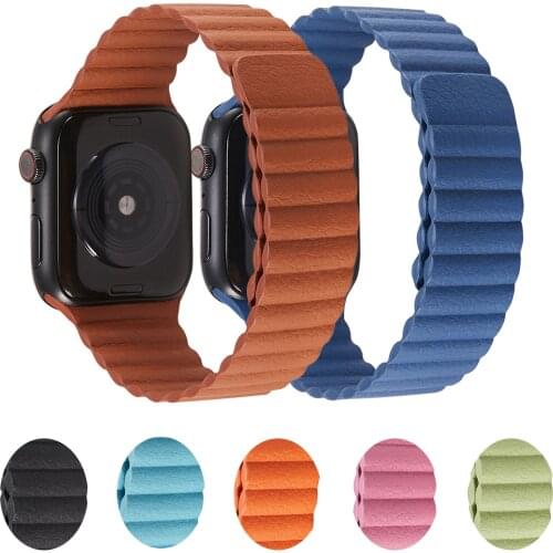Magnetic Leather strap for Apple Watch band 44mm 40mm 38mm 42mm bracelet correa for iwatch series 3 4 5 se 6 straps Wristbands
