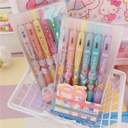 6pcs/set Cute Kawaii Creative Lovely Girls Student Writing School Office Stationery Gel Pen Sweet Press Pen