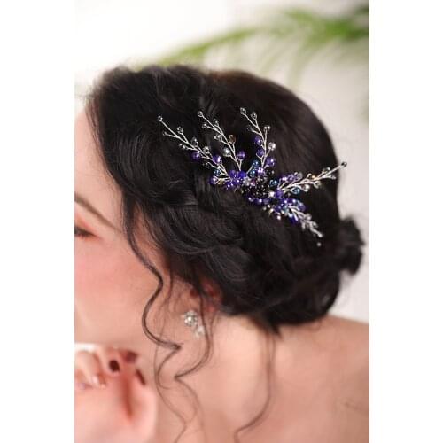 Silver wire Purple Black Hair comb Female Glamour Mysterious Wedding Hair Accessories Festival Birde Headdress hat