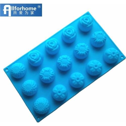 15 Hole Sunflower Chrysanthemum Rose Flower Silicone Soap Mold Biscuit Chocolate Mold Cake DIY Mould Ice Cube Tray Cake Mold