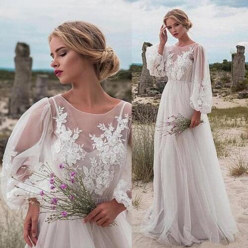 Fabulous Tulle Jewel Neckline Natural Waistline A-line Wedding Dress With Beaded Lace Appliques embellished Bridal