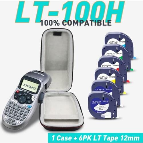 UniPlus Case for Dymo Letratag LT-100H lt100h Protective Shockproof EVA Bag with 6PK LT Label Tapes 12267 91201 Storage Case Box