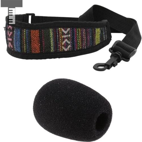 Tooyful Microphone Sponge Windshiled Mic Cover+High Elastic Cotton Sax Neck Belt