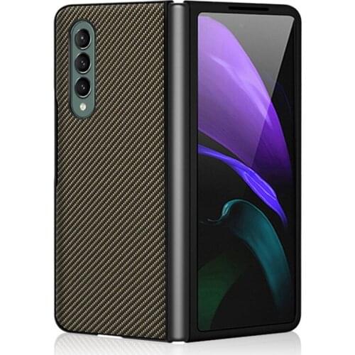Carbon Fiber Hard Case For Samsung Galaxy Z Fold 3 Phone Cover Full Protection Leather Case For Galaxy Z Fold 2 5G Shockproof