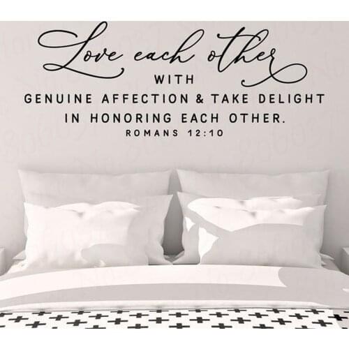 Love Each Other With Genuine Affection Vinyl Art Decals Quote Bible Verse Wall Stickers Decor WL1788