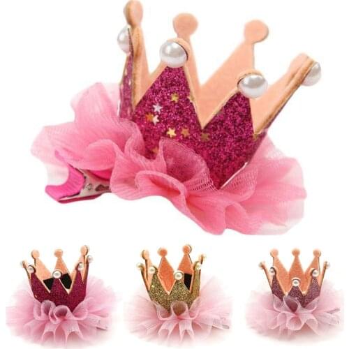 New Children Princess Cute Crown Hairpin Girls Fashion Lace Barrette Kids Hair Jewelry Hair Clips Accessories Headwear