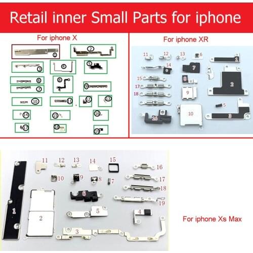 Retail inner Small Metal iron parts For iPhone X XR Xs Max Small holder bracket shield plate set kit Phone Replacement parts