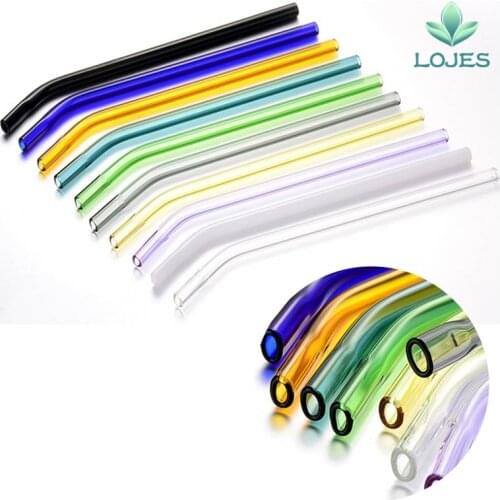 10PC Glass Straw + 2 Cleaning Brush Pipet Environmental Glass Health Baby Drinking Straws Pipette Drinking Straws Eco-friendly