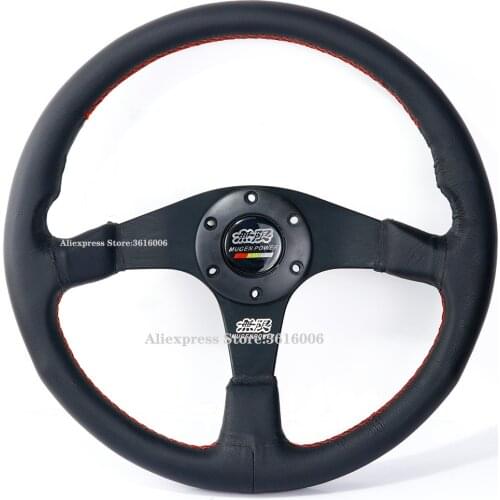 14inch Mugen Genuine Leather Racing Tuning Drift Sport Steering Wheel