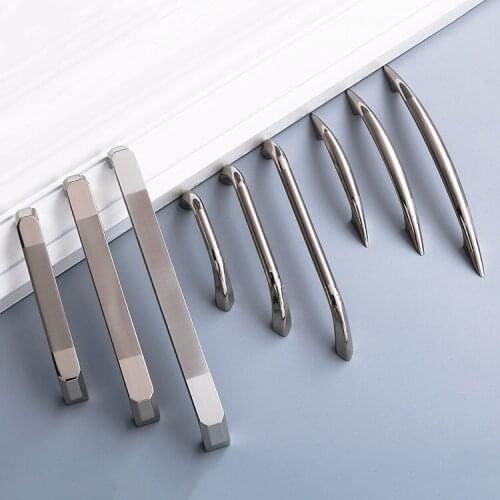 2PCS Zinc Alloy Silver Cabinet Pulls Cabinet Drawer Wardrobe Cupboard Furniture Hardware Door Handle 64/96/128/160 Hole