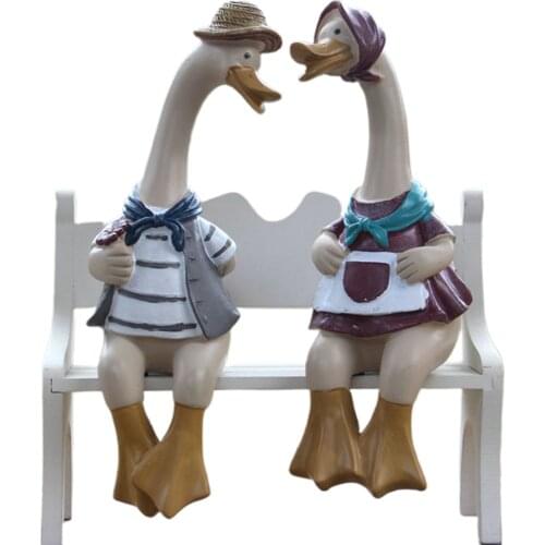 2pcs Resin Couple Duck Ornaments Simplicity Creativity Duck Statue Yard Art Crafts Decor For Lawn Garden Accessories C1