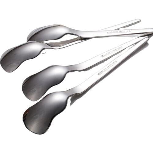 4pcs/set Creative Korean Tableware 316 Stainless Steel Spoon Flower-shaped Coffee Stirring Spoon Ice Cream Dessert Spoons
