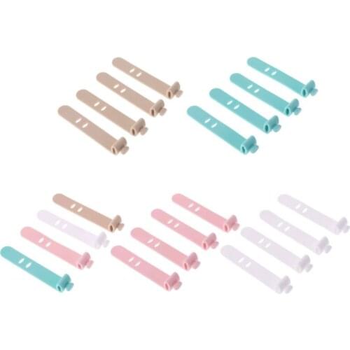 4pcs/set Silicone Strips Earphones Storage Tape Soft Wire Headphone USB Cable Tie Organizer Winder Wrap