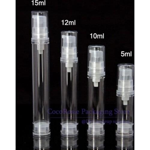 50PCS 15ML 12ML 10ML 5ML Airless Lotion Pump Bottle Emtpy Refillable hand cream bottle With lotion pump