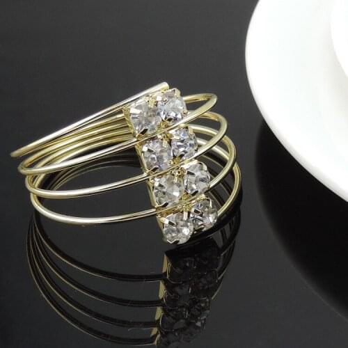 50/PCS new luxury western restaurant hotel gold plated diamond-encrusted napkin clasp napkin ring