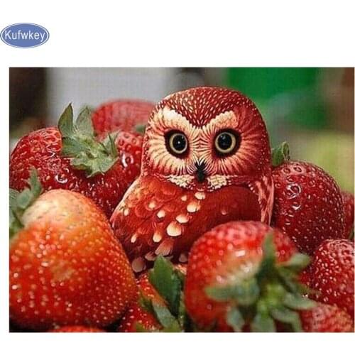 5D DIY Diamond Embroidery Fruit Strawberries,abstract owl picture Home decoration,Diamond Painting Cross Stitch,Diamond mosaic