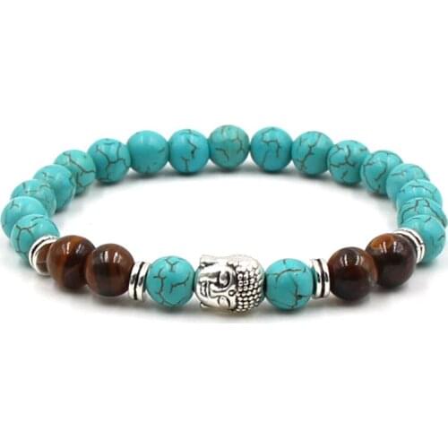 6 styles Natural Green Tophus Stone Beads Bracelet Tigers Eye Balance Beads Buddha Head Prayer Bracelet Stretch Yoga Jewelry