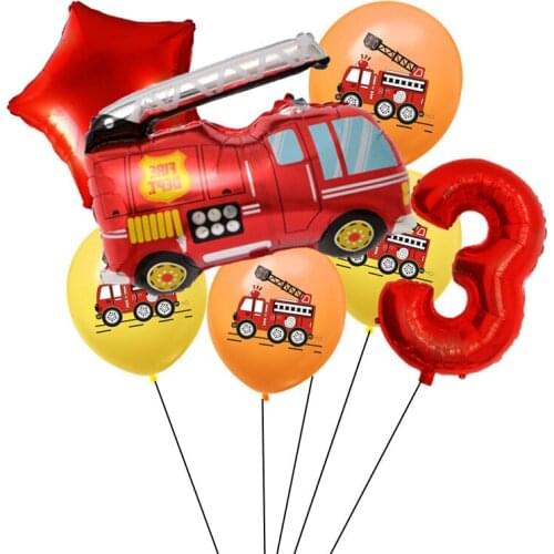 7pcs/lot Cartoon Car Balloon Set Car Foil Balloon Crane Truck Car Boy Gift Birthday Party Decoration Children Balloon