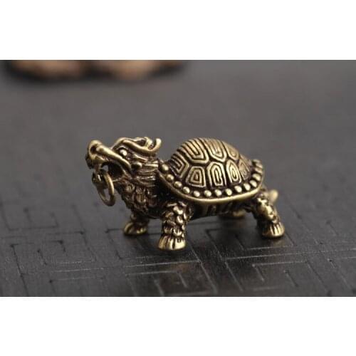 Tortuga, dragón estatua de bronce llavero colgante coche ornamento colgante artesanía