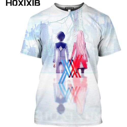 HOXIXIB Darling In The Franxx T Shirt Men ZERO TWO Women T-shirts 3D Hentai Beauty KOKORO Genista Robot Battle Home Holiday Tops