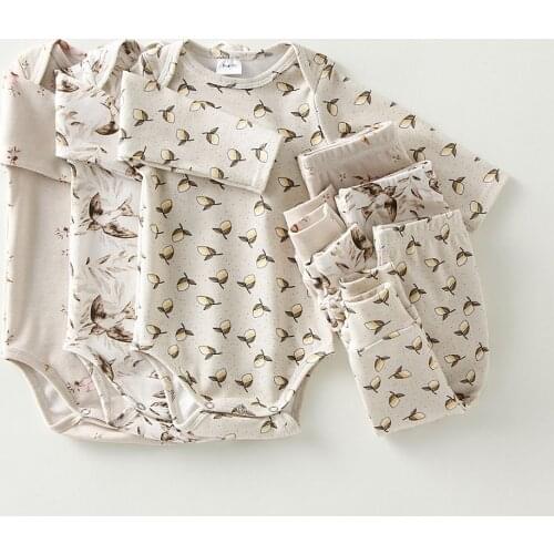 0-24M Newborn Baby Boy Girl Clothes Set Autumn Winter Long Sleeve Bodysuit Tops + Pant Suit Print Baby 2Pcs Baby Clothing Sets