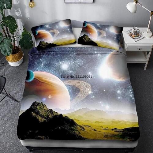 NEW Bedding Set Vast Universe Outer Space Themed 3D Galaxy Duvet Cover Sets for Kids Boys Gifts Bed Linen 2/3Pcs Home Textiles