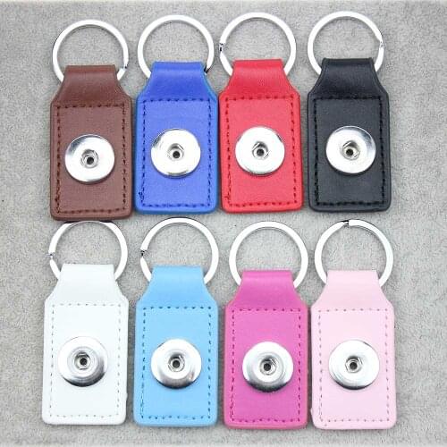 Hot Sales 8 Color The Bloomer Snap Key Chain For Keyring Women PU Leather Keychain Bag Pendant Fit 18/20mm Button Snap Jewelry