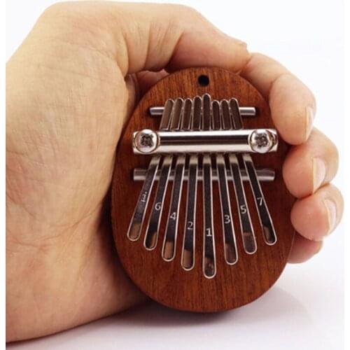 Mini Kalimba 8 Keys Thumb Piano Mahogany Wood Thumb Keyboard Musical Instrument Cute Accessory Pendant Gift For Kids Girlfriend
