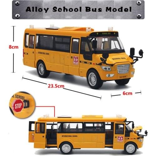 1:32 Simulation American University School Bus Bus Can Open The Door Alloy Pull Back Car Model Childrens School Bus Model Toy