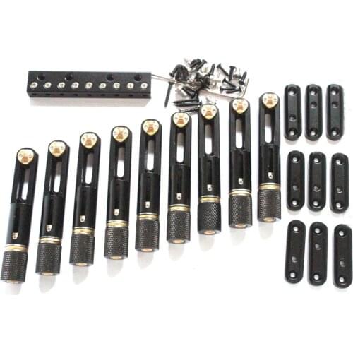 One set 7 strings black single bass bridge headless bass bridge