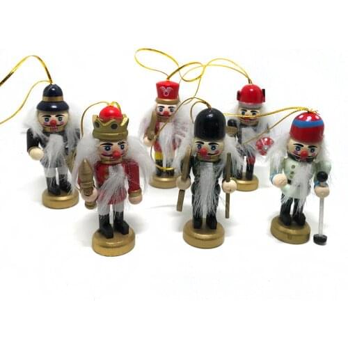 HT137 Movable doll puppets Boutique Mini 7cm nutcracker soldier, wood hand-painted walnut gifts