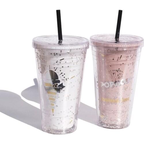 Portable Lovely Cartoon Mug Creative Double Layer Plastic Water Bottle With Straw Yogurt Mug Best Cup Kid Gift For Women Lovers