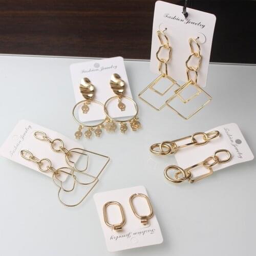 2021 New trend Simple Geometric Hollow Earrings Chain Love Skull Earrings Hip Hop Creative Wild Boucle Oreille Femme