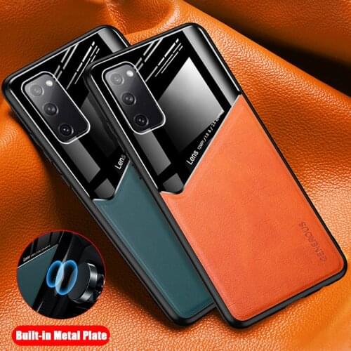 Shockproof case for Samsung Galaxy S20FE Soft PU Leather Mirror CASE for Samsung S20 Fan Edition 2020 Magnetic Holder Cover