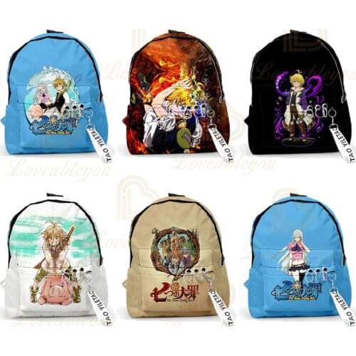 3D Nanatsu No Taizai The Seven Deadly Sins Backpack Cartoon Cosplay Shoulder Bag cartoon backpack School Student Bag Trip Bag
