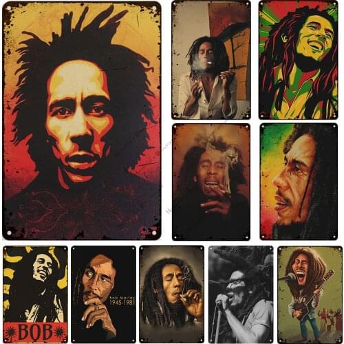 Rusty Bob Marley Metal Poster Singer Metal Tin Sign Vintage Poster Bar Club Pub Wall Decoration Reggae Rock Poster Metal Plaque