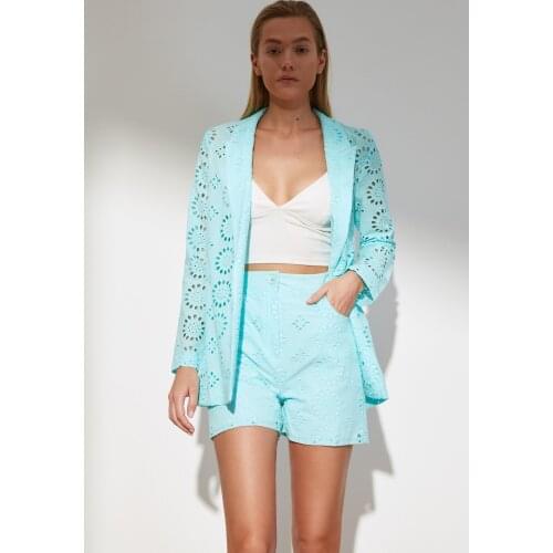 Blue Brode Shorts & Bermuda 100% Cotton, Woven Fabric Summer Women Fashion Trend FREE SHIPPING