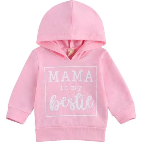 6M-3Years Newborn Baby Girls Pocket Hooded Long Sleeve Letter Print Sweatershirt