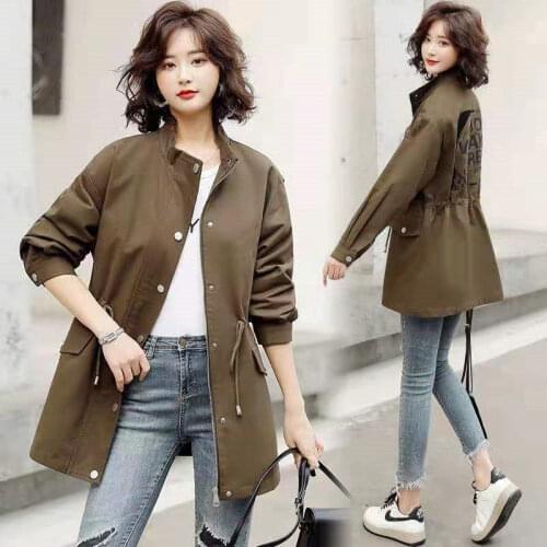 Trench Coat Women Mid-Length Spring Autumn Jackets 2021 New Loose Large Size 4XL Outwear Stand-Up Collar Casual Female Coat