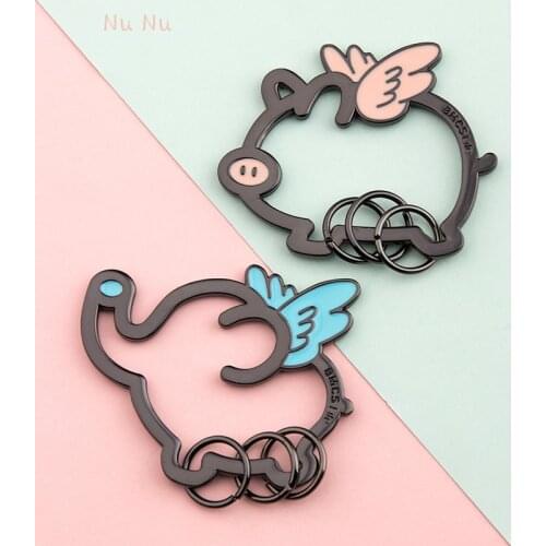 High Quality Anime Piggy Key Rings Women Girl Car KeyRing Charm Bag Pendant Luxury Key Chain Couple Gift Kawaii Trinkets