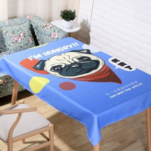 High Quality Linen table cloth small cartoon pugs table cloth rectangular pasta flower table cloth