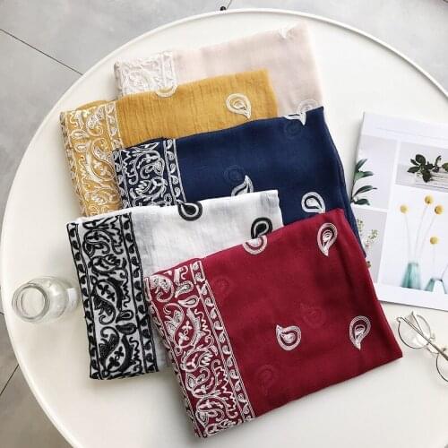 High quality cotton scarf Cashew pattern long shawl plain muslim hijab for women Autumn new scarves 180*90cm