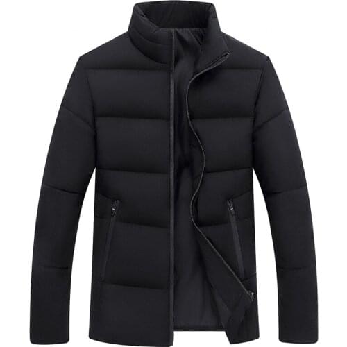 Duck Down Winter Jacket Men AutumnThick Warm Stand Collar Brand Coat Parkas Fashion Striped Casual Black Coat Men Clothing L-4XL