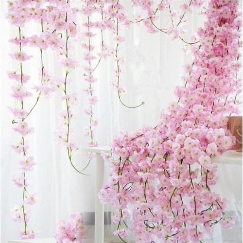 1.8m Sakura Rattan High Simulation 1.8m Cherry Blossom Flower Artificial Rattan Wedding Flower Wall