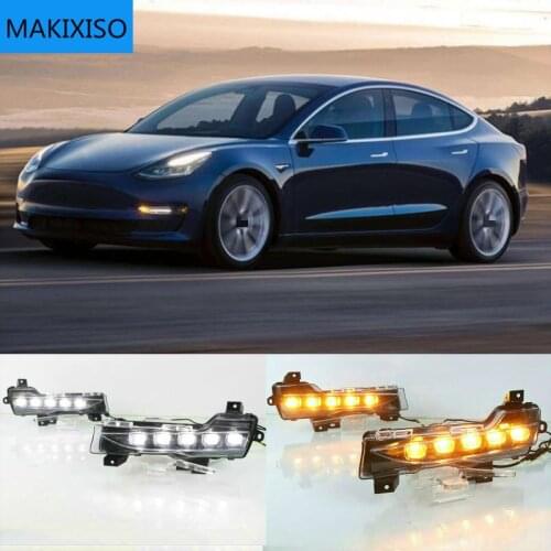1Set For Tesla Model 3 2017 2018 2019 2020 Car LED DRL Daytime Running Light