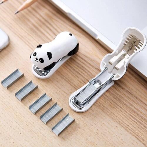1 Pcs Mini Panda Stapler Set Cartoon Office School Supplies Staionery Paper Clip Binding Cute Binder