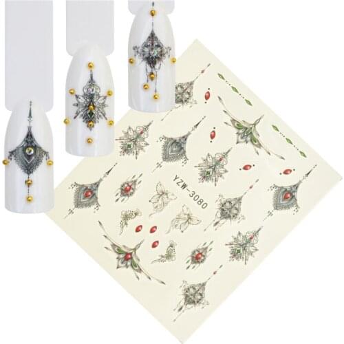 12 Designs Nail Art Gemstone Necklace Perfectly Combined Pattern Water Transfer Stickers Nail Decals Nail Sticker